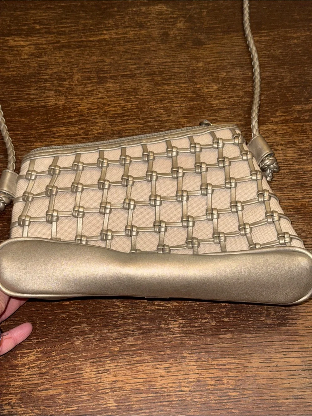 EUC Tiannl Tianni metallic woven detail handbag with braided shoulder strap